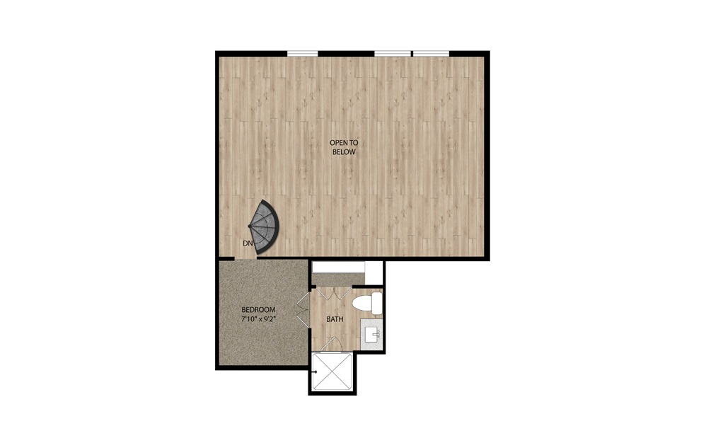 A3 Mezzanine - 1 bedroom floorplan layout with 1.5 bath and 1008 square feet. (Floor 2)